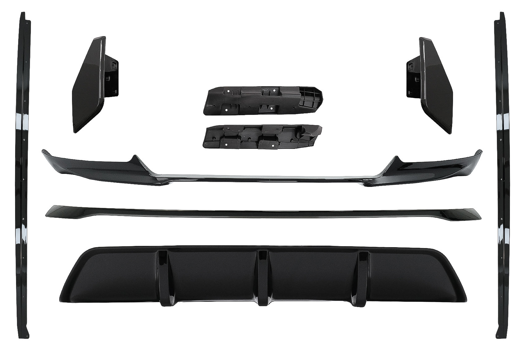 Aero Bodykit Frontschürzenlippe Und Luftdiffusor Passend Für BMW X6 F16 LCI (2015-2019) M Technik Sport Piano Black KITT