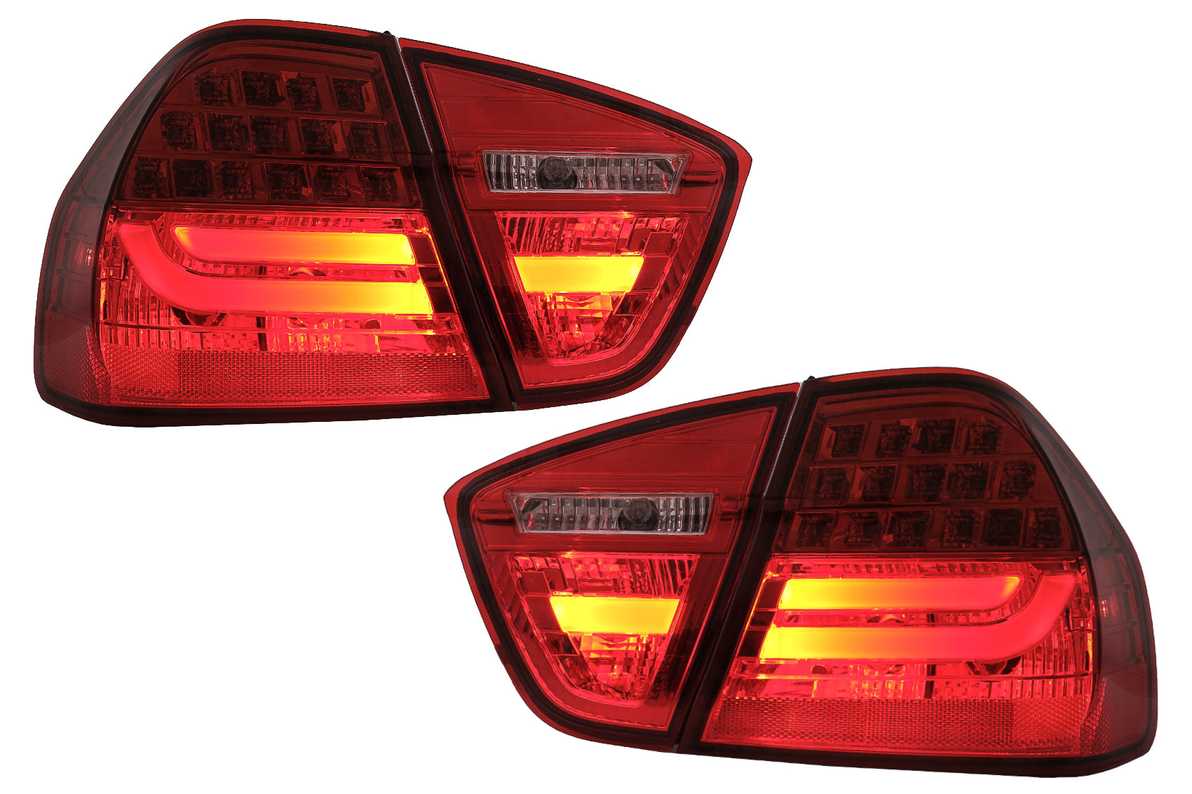LED Rückleuchten für BMW 3er E90 2005-2008 LED Lichtleiste LCI-Design rot Klar CarPartsTuning