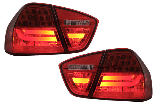LED Rückleuchten für BMW 3er E90 2005-2008 LED Lichtleiste LCI-Design rot Klar CarPartsTuning