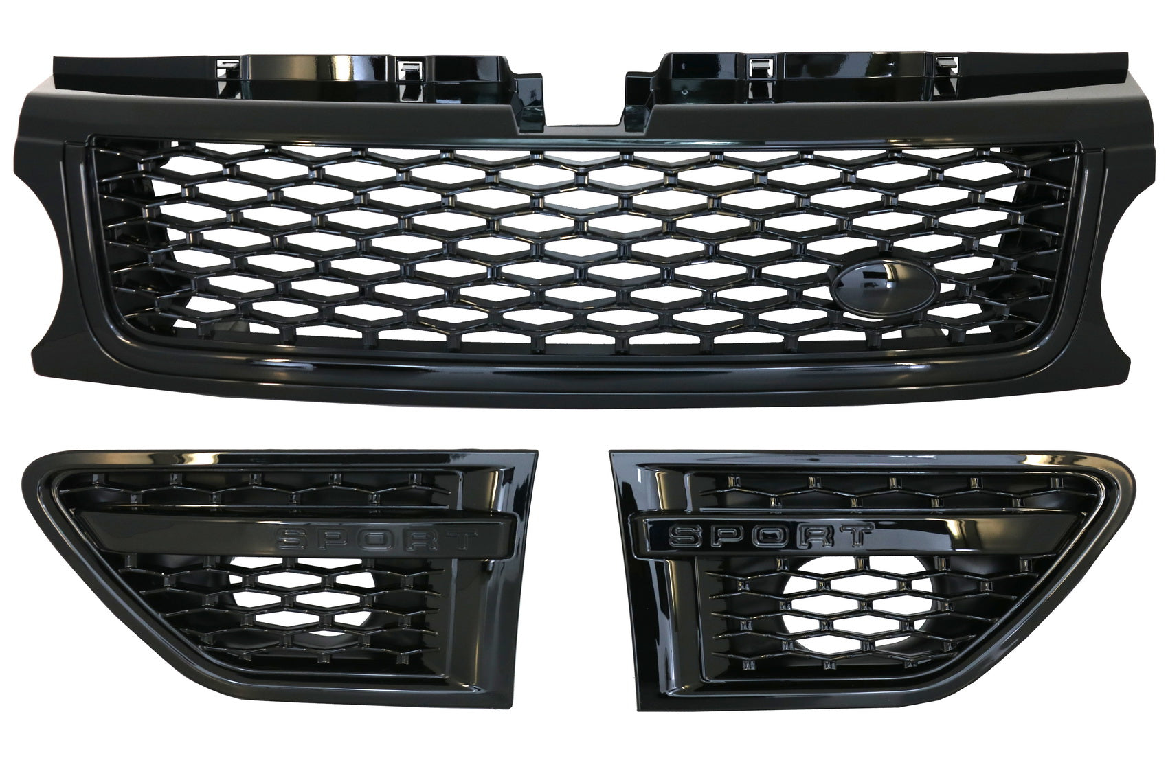 Mittelgrill Und Seitliche Lüftungsschlitze Passend Für Land Range Rover Sport L320 Facelift (2009-2013) Autobiography Look All Black Edition KITT