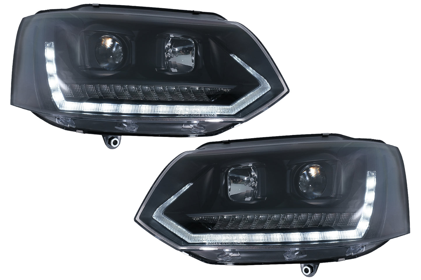 LED Scheinwerfer Tube Licht DRL für VW Transporter T5 10-15 Dynamisches Licht Schwarz CarPartsTuning