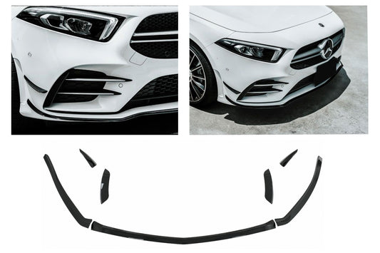 Frontstoßfänger Splitter Finnen Aero für Mercedes A-Klasse W177 V177 18+ Glänzend schwarz CarPartsTuning