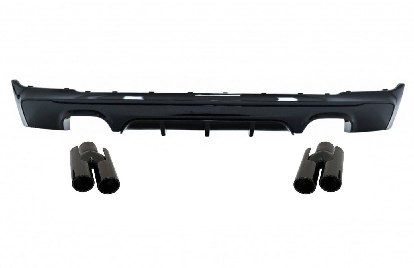 Heckdiffusor Doppelauslass Mit Endrohrblenden Piano Black Passend Für BMW 2er F22 F23 (2013-) M Design KITT