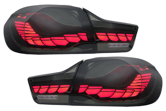 Geölte Rückleuchten Passend Für BMW 4er F32 F33 F36 M4 F82 F83 (2013-03.2019) Red Smoke Mit Dynamischem Abbiegelicht KITT