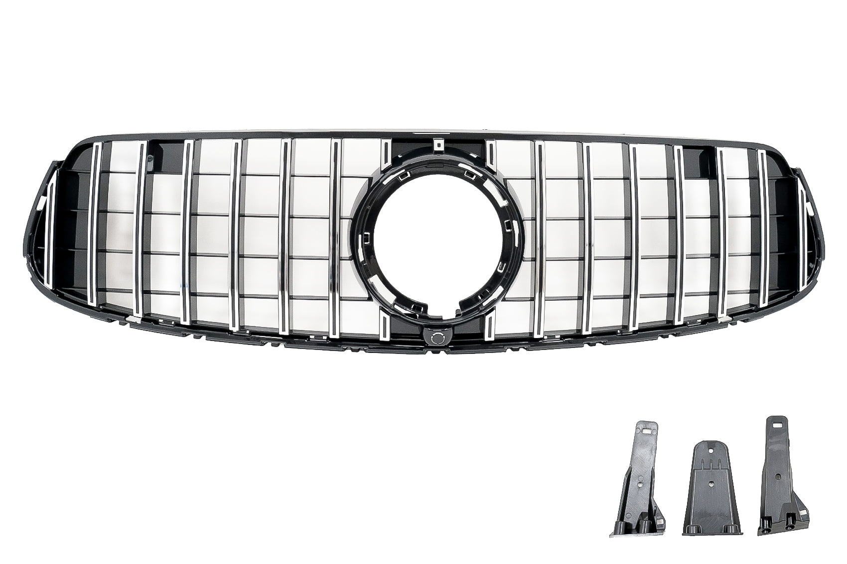 Gitter für Mercedes GLC X253 C253 Facelift 20+ GTR Panamericana Look Schwarz Chrom CarPartsTuning