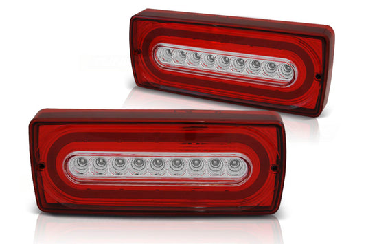 Full LED Lichtleiste Rückleuchten für Mercedes G-Klasse W463 1989-2015 Rot klar CarPartsTuning
