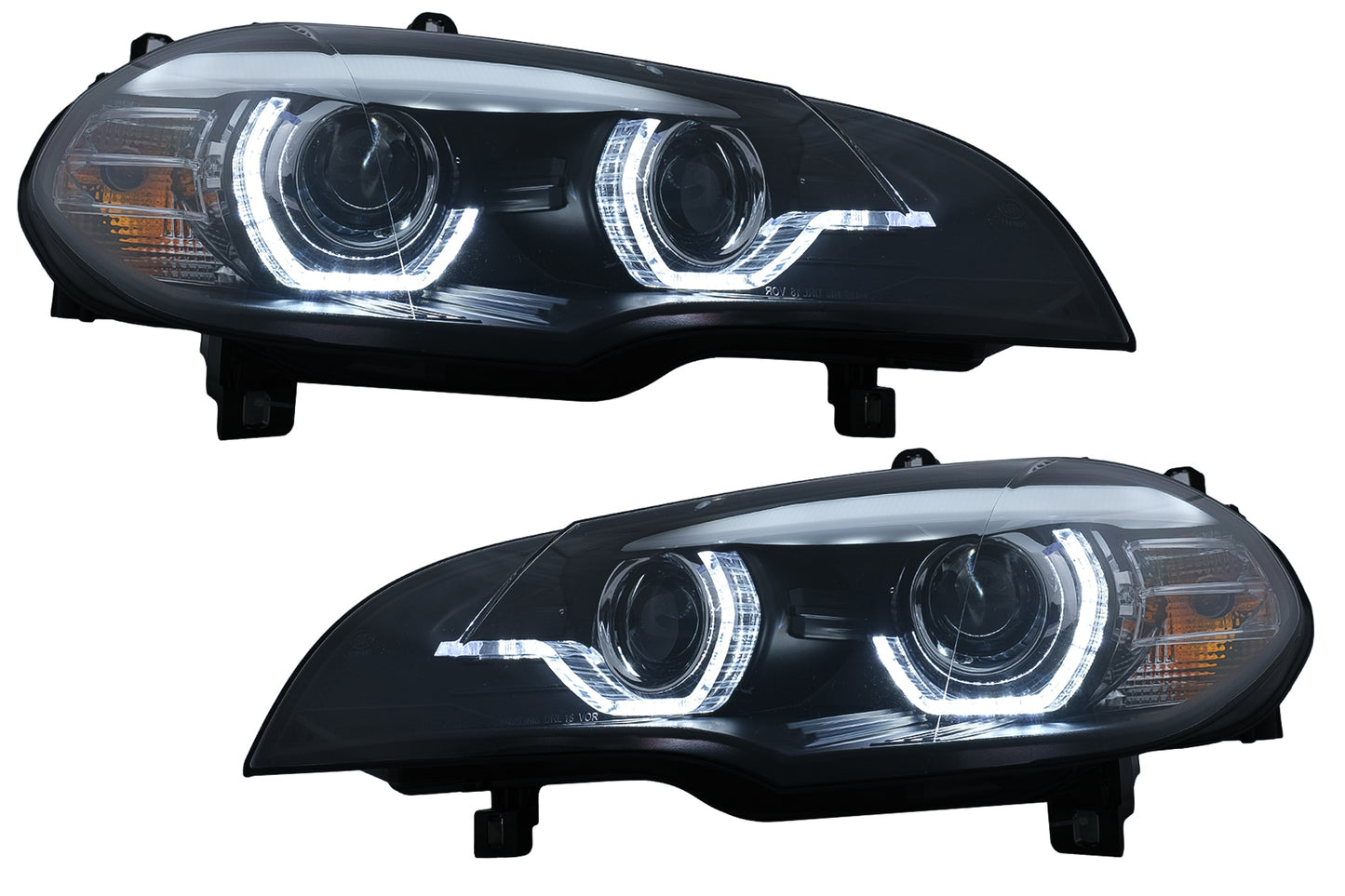 Xenon Scheinwerfer Angel Eyes 3D Dual Halo Felgen LED DRL für BMW X5 E70 07-10 Schwarz CarPartsTuning