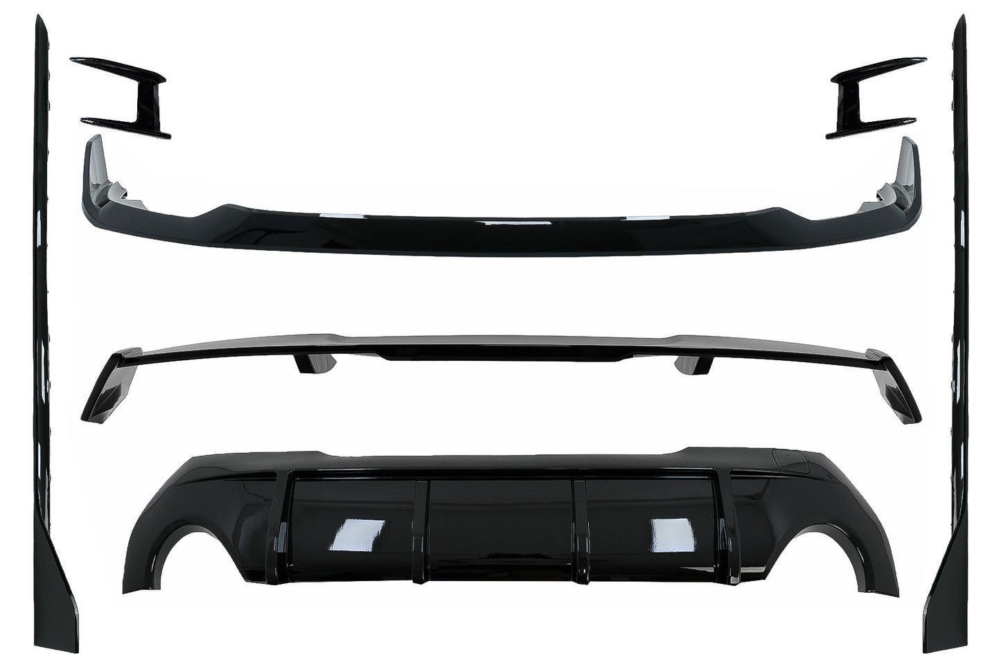 Aero Body Kit Frontschürzenlippe Und Luftdiffusor Passend Für BMW 1er F40 M Sport (2019-Up) Klavierschwarz KITT