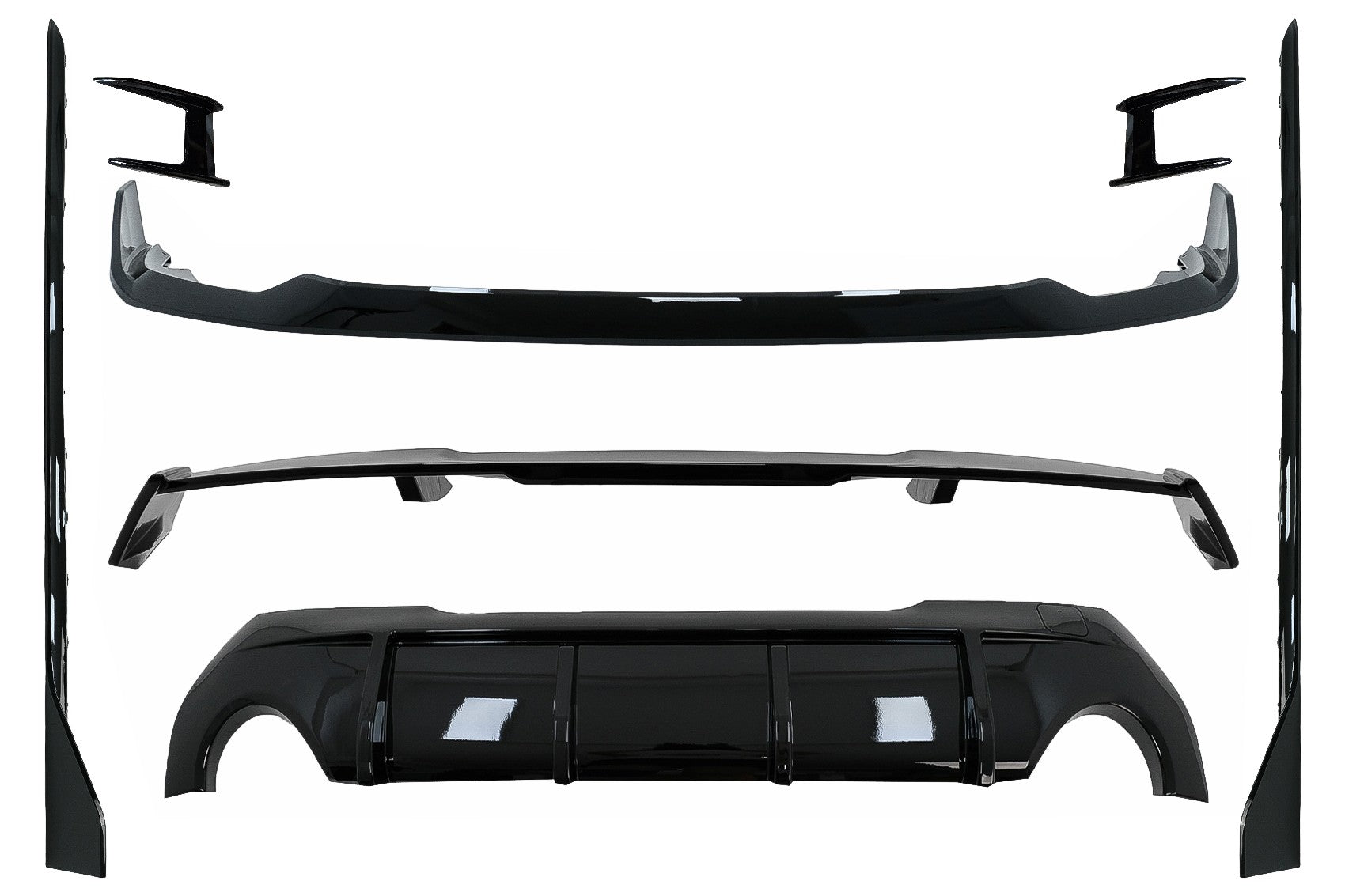 Aero Body Kit Frontschürzenlippe Und Luftdiffusor Passend Für BMW 1er F40 M Sport (2019-Up) Klavierschwarz KITT