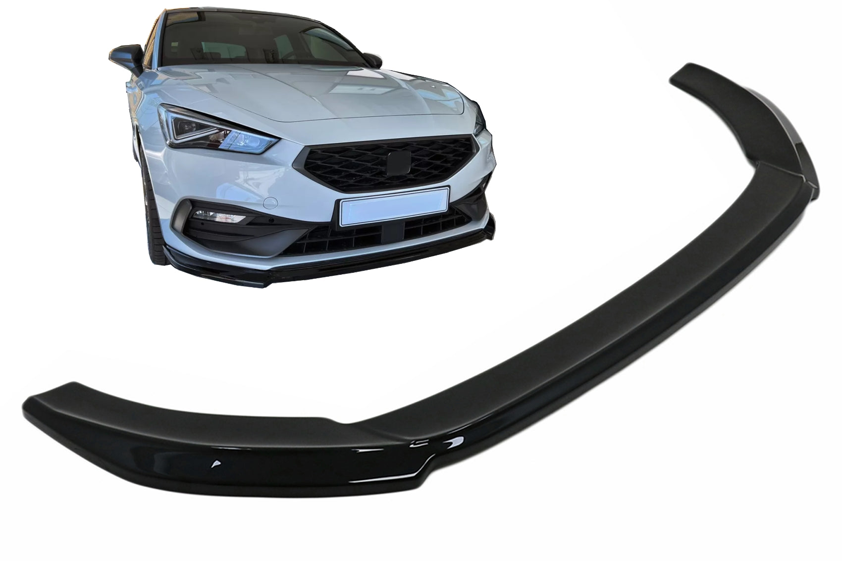 Vordere Stoßstange Spoilerlippe für Seat Leon MK4 FR 2020+ Glänzend Schwarz CarPartsTuning