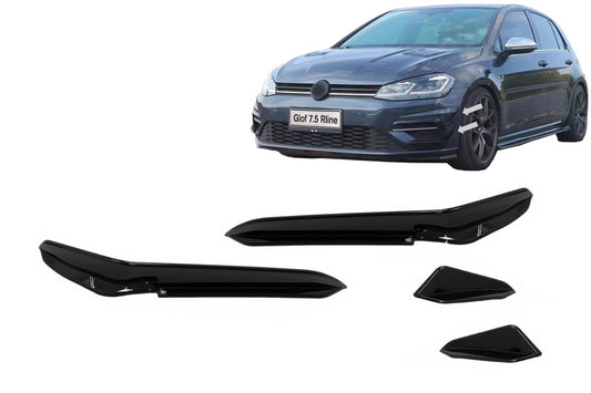 Stoßstange Seitenklappen Flossen für VW Golf 7.5 5G R Fließheck 17-20 Glänzend Schwarz CarPartsTuning