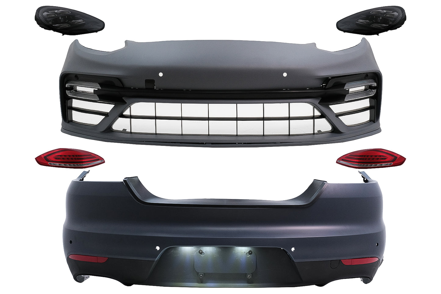 Bodykit für Porsche Panamera I 970 10-13 Umbau auf 971 Turbo S Look Stoßstange Scheinwerfer Rückleuchten CarPartsTuning