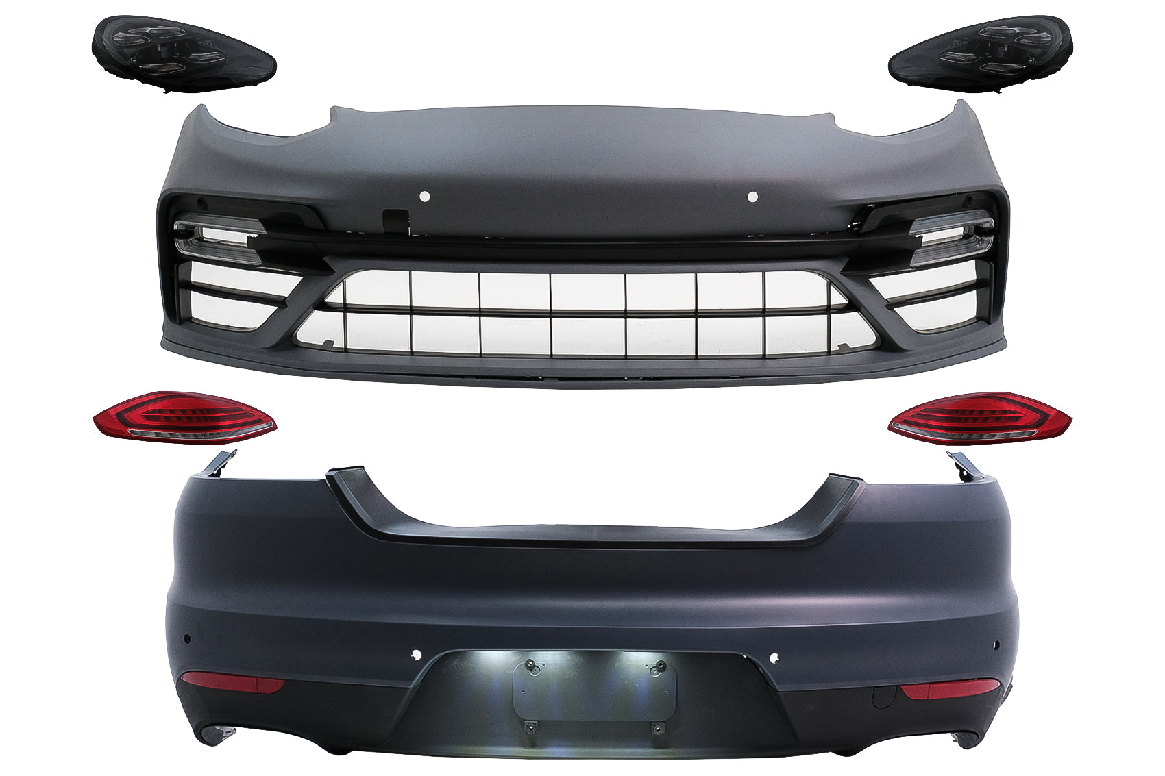 Bodykit für Porsche Panamera I 970 10-13 Umbau auf 971 Turbo S Look Stoßstange Scheinwerfer Rückleuchten CarPartsTuning