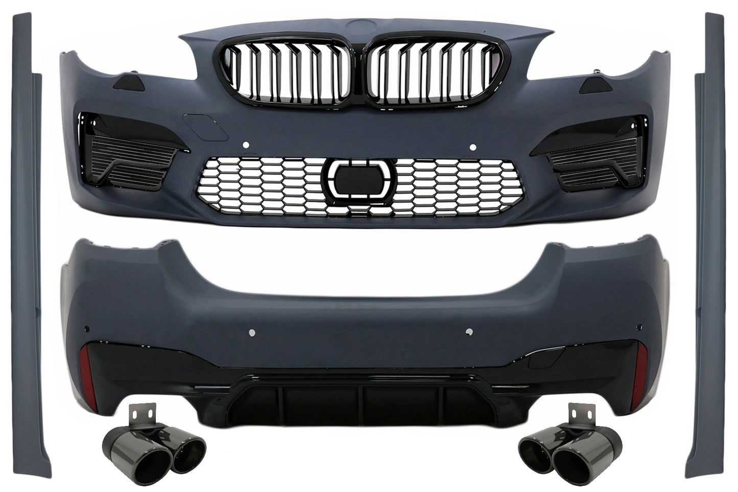 Bodykit für BMW 5er F10 11-17 Stoßstangengitter Seitenschweller Endrohre M5 Look CarPartsTuning
