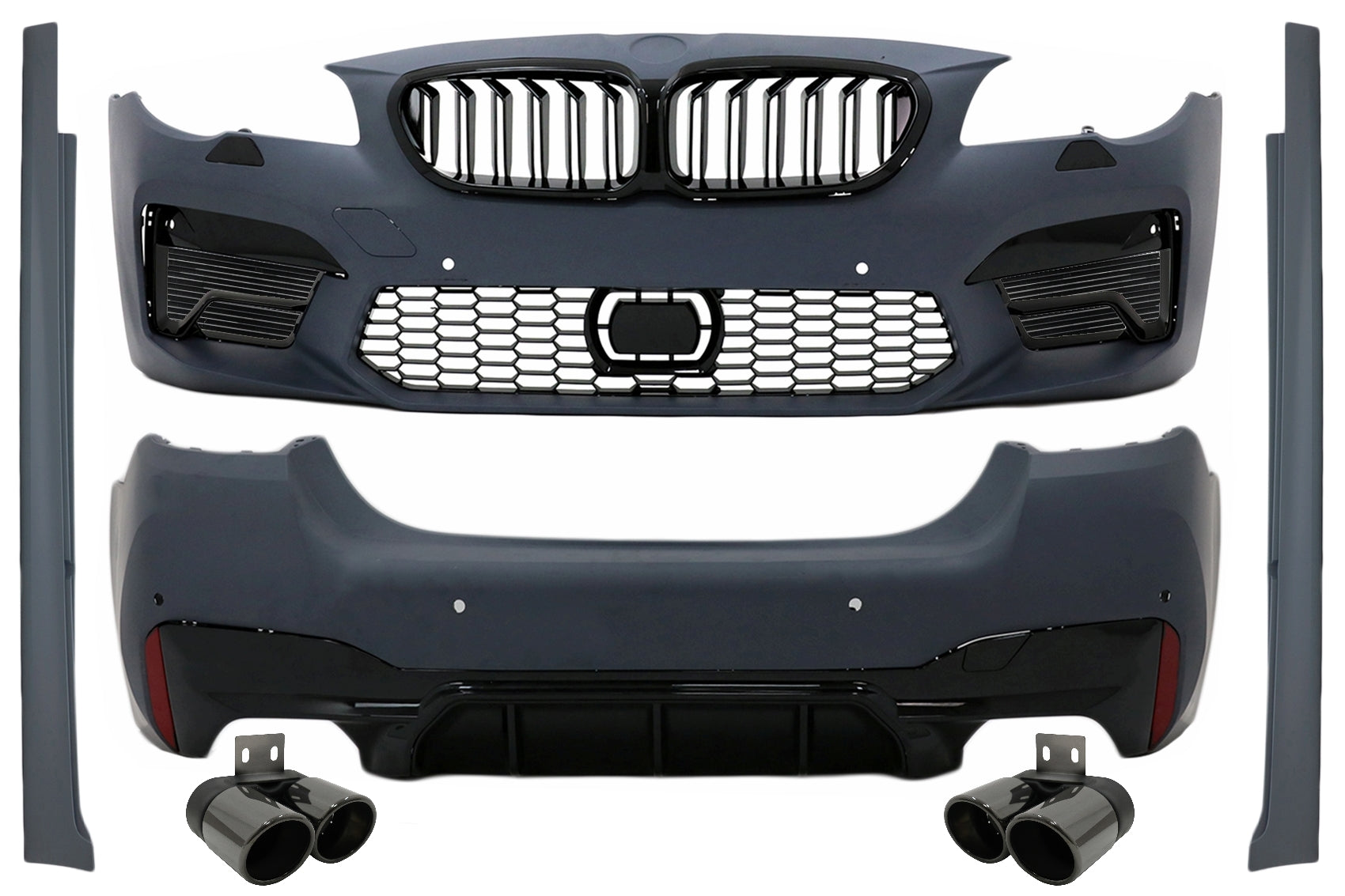 Bodykit für BMW 5er F10 11-17 Stoßstangengitter Seitenschweller Endrohre M5 Look CarPartsTuning