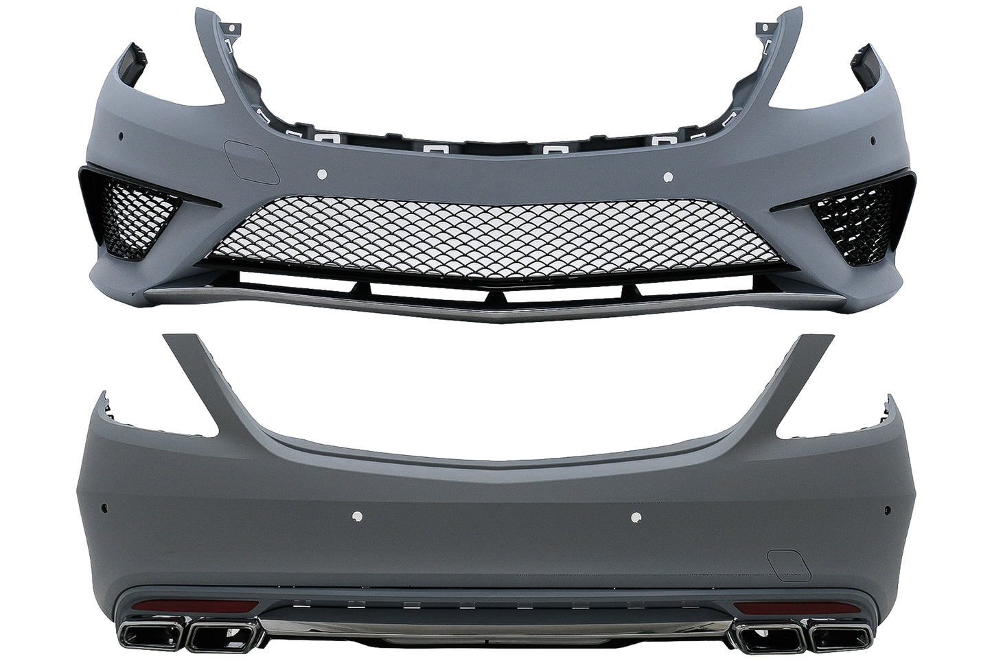Bodykit Stoßstange für Mercedes S-Klasse W222 13-06.17 S63 Design Auspuff-Schalldämpfer-Tipps Endrohre CarPartsTuning