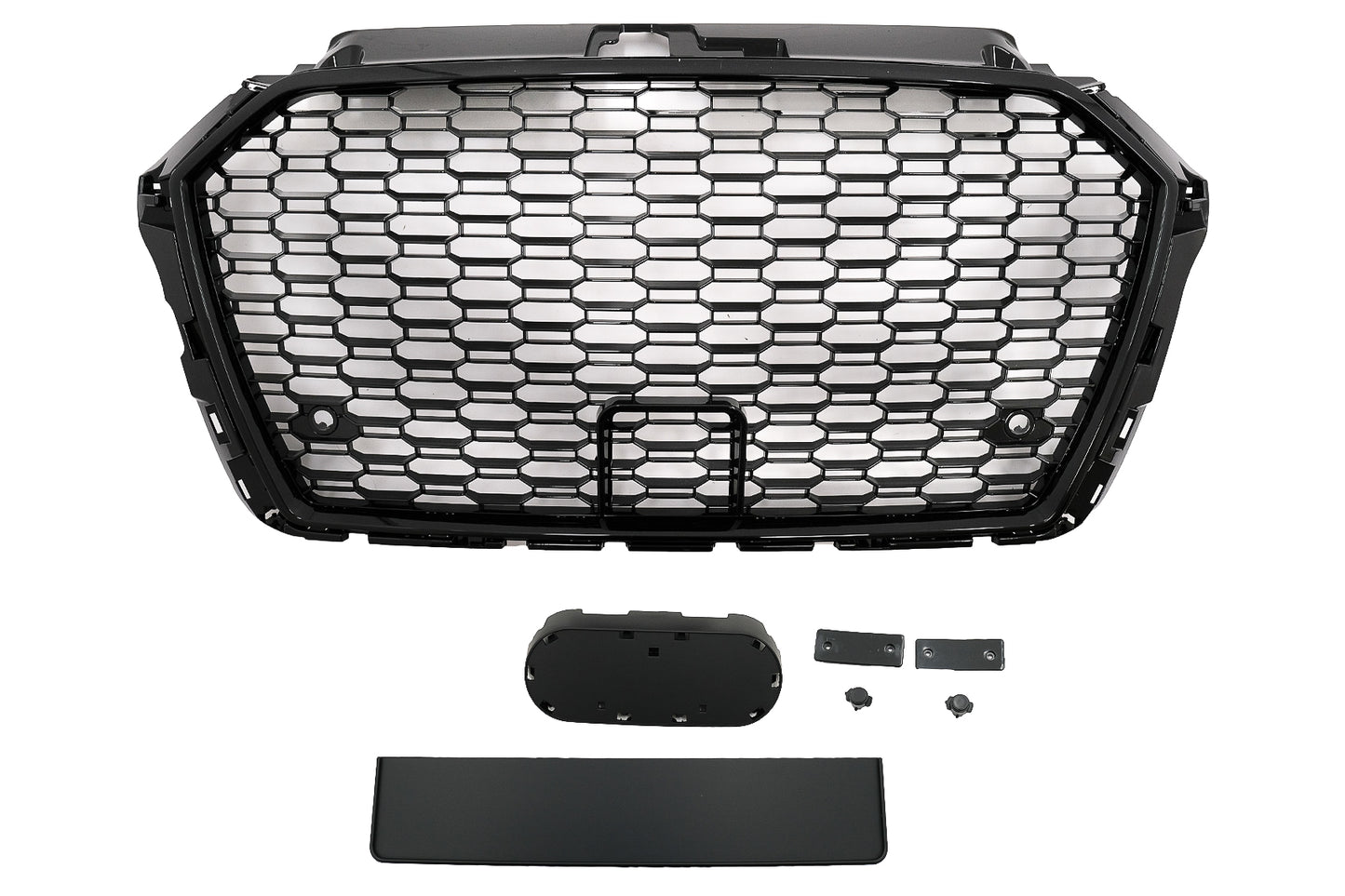 Ohne Emblem Kühlergrill für Audi A3 8V Facelift 17-18 Glänzend Schwarz RS3 Look CarPartsTuning