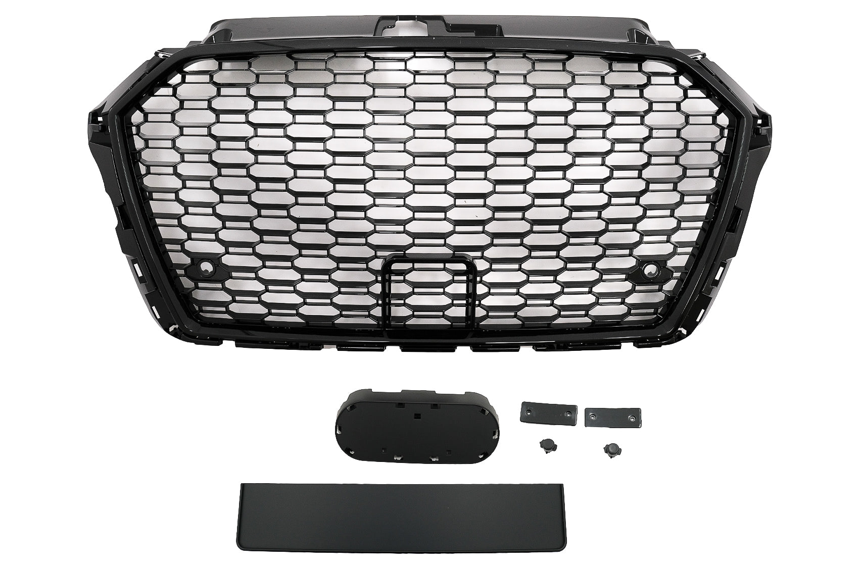 Ohne Emblem Kühlergrill für Audi A3 8V Facelift 17-18 Glänzend Schwarz RS3 Look CarPartsTuning