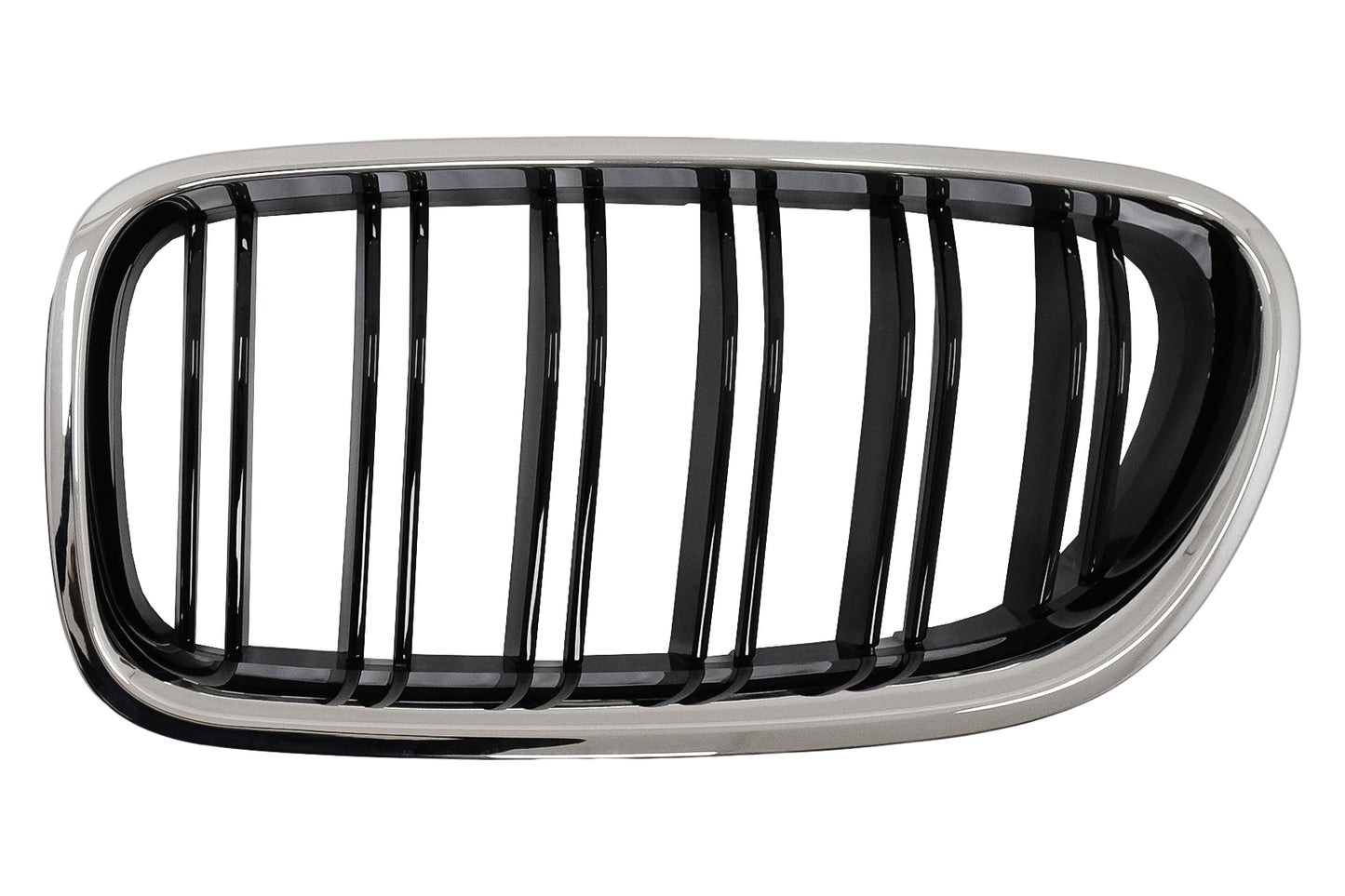 Kühlergrill Nieren Gitter für BMW 5 F10 F11 10-2017 Chromrahmen glänzend schwarz Doppelstreifen CarPartsTuning