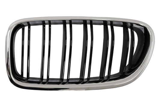 Kühlergrill Nieren Gitter für BMW 5 F10 F11 10-2017 Chromrahmen glänzend schwarz Doppelstreifen CarPartsTuning