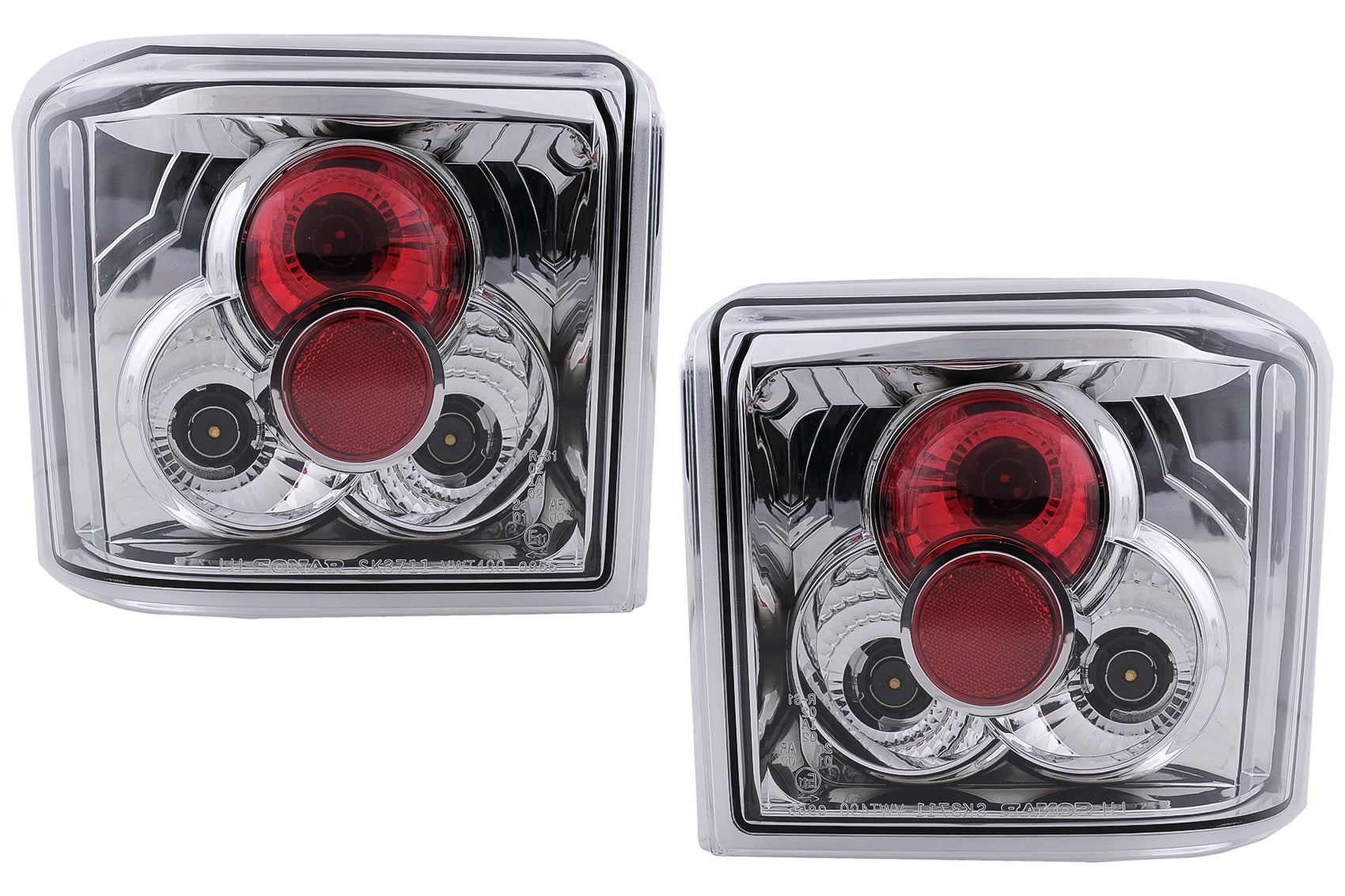 Rücklichter Rückleuchten für VW T4 Transporter Caravelle Multivan 1990-03.2003 Chrom Carpartstuning Austria