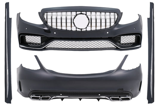 Bodykit für Mercedes C-Klasse W205 Limousine 14-18 Stoßstangengrill Seitenschweller Endrohre Carpartstuning Austria