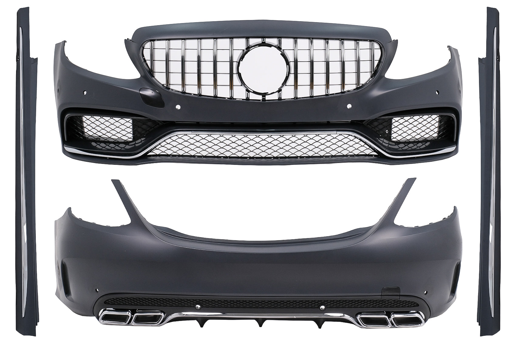 Bodykit für Mercedes C-Klasse W205 Limousine 14-18 Stoßstangengrill Seitenschweller Endrohre Carpartstuning Austria