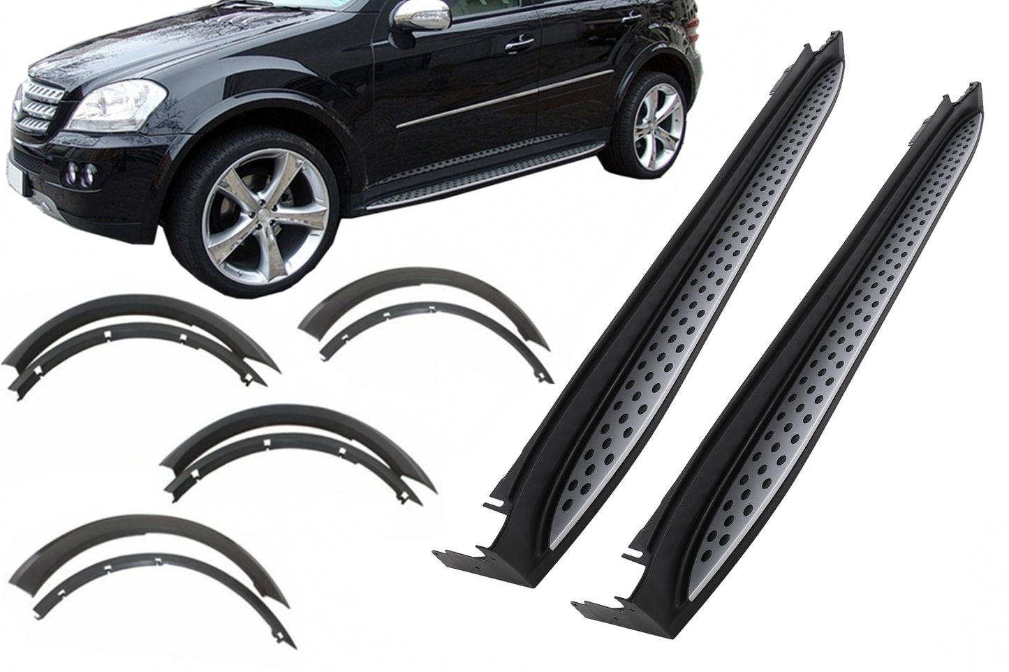 Trittbretter Kotflügelverbreiterungen Radkästen für Mercedes M-Klasse ML W164 2005-2011 Carpartstuning Austria