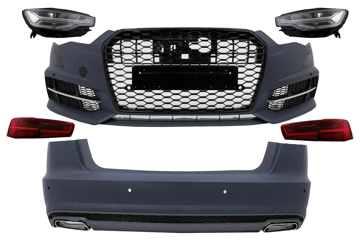 Bodykit für AUDI A6 C7 4G Limousine 11-2017 Umbau auf 2018 Design Stoßstange Lichter Kühlergrill Carpartstuning Austria