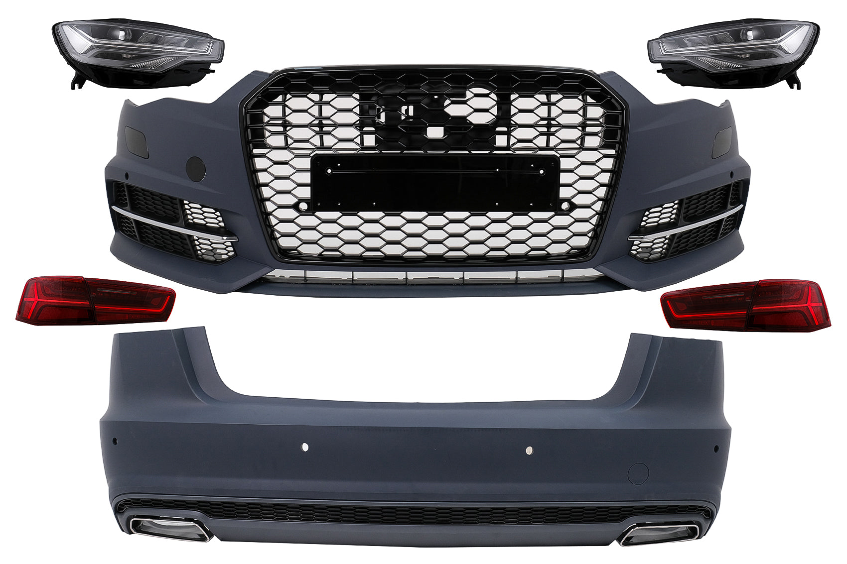 Bodykit für AUDI A6 C7 4G Limousine 11-2017 Umbau auf 2018 Design Stoßstange Lichter Kühlergrill Carpartstuning Austria