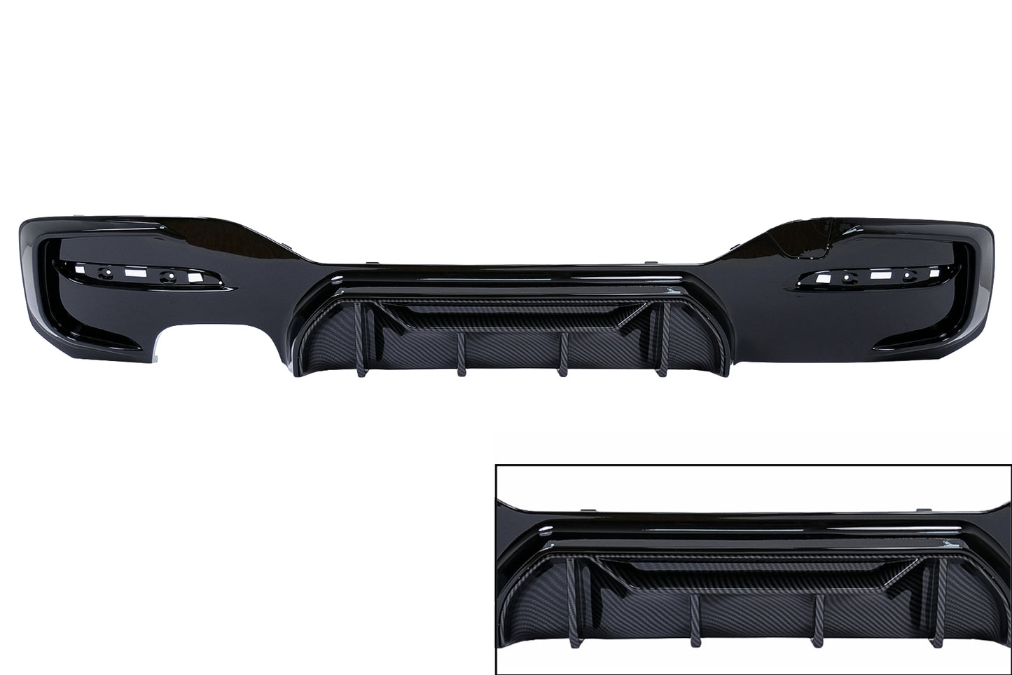 Stoßstange Luftverteiler Diffusor Linker Doppelt Auslauf für BMW 1er F20 F21 LCI 15-19 Schwarz & Carbon Look Carpartstuning Austria