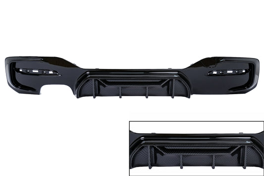 Stoßstange Luftverteiler Diffusor Linker Doppelt Auslauf für BMW 1er F20 F21 LCI 15-19 Schwarz & Carbon Look Carpartstuning Austria