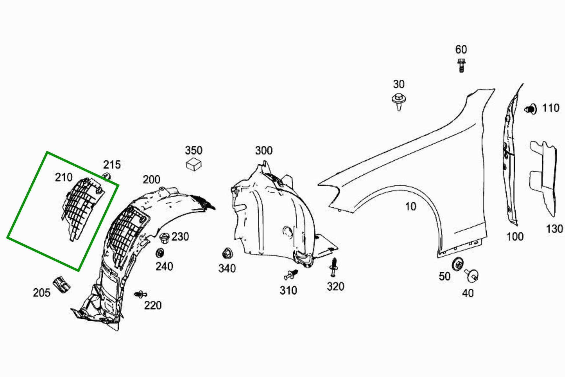 Kotflügelverkleidung vorne RECHTS Abdeckung Wartungsklappe für Mercedes C-Klasse W205 14-2018 Carpartstuning Austria