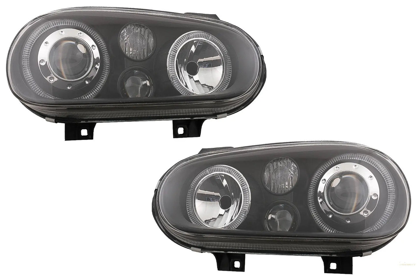 Angel Eyes Scheinwerfer Dual Halo Felgen Passend Für VW Golf IV 4 Cabriolet Hatchback Variante (09.1997-09.2003) Schwarz LHD Oder RHD KITT Lightning