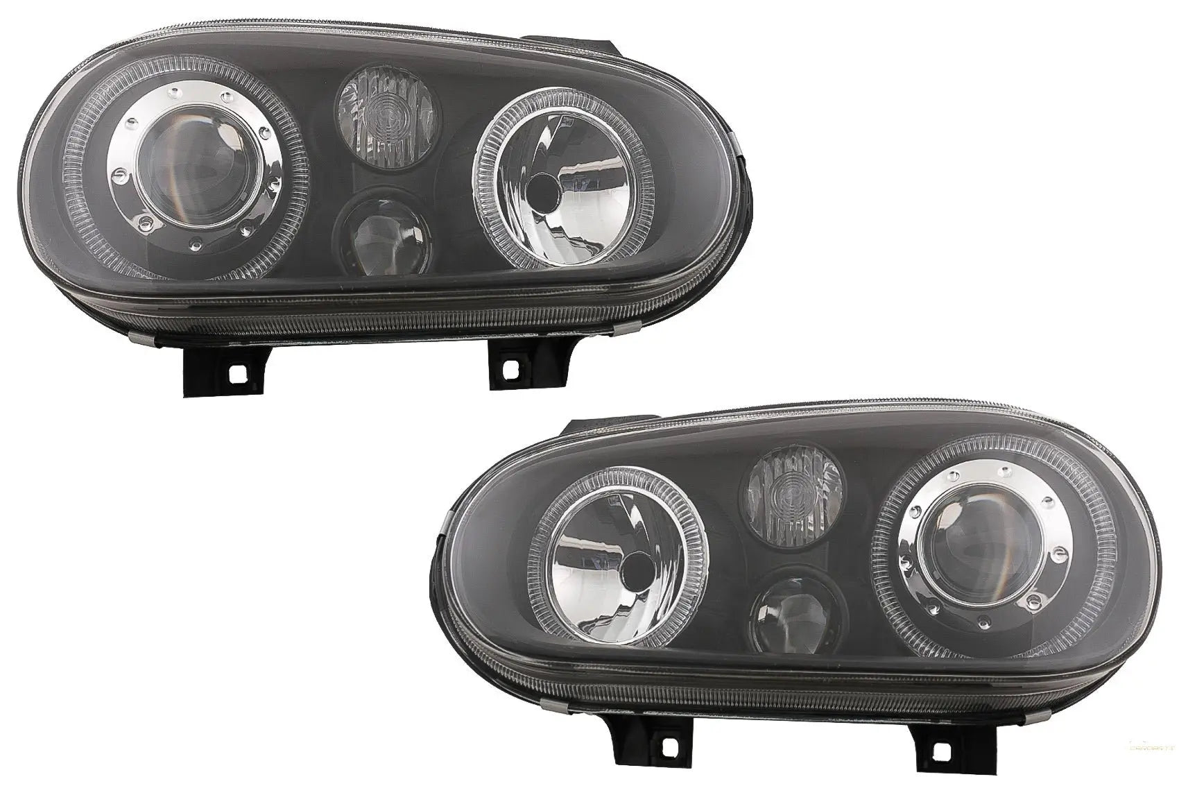 Angel Eyes Scheinwerfer Dual Halo Felgen Passend Für VW Golf IV 4 Cabriolet Hatchback Variante (09.1997-09.2003) Schwarz LHD Oder RHD KITT Lightning