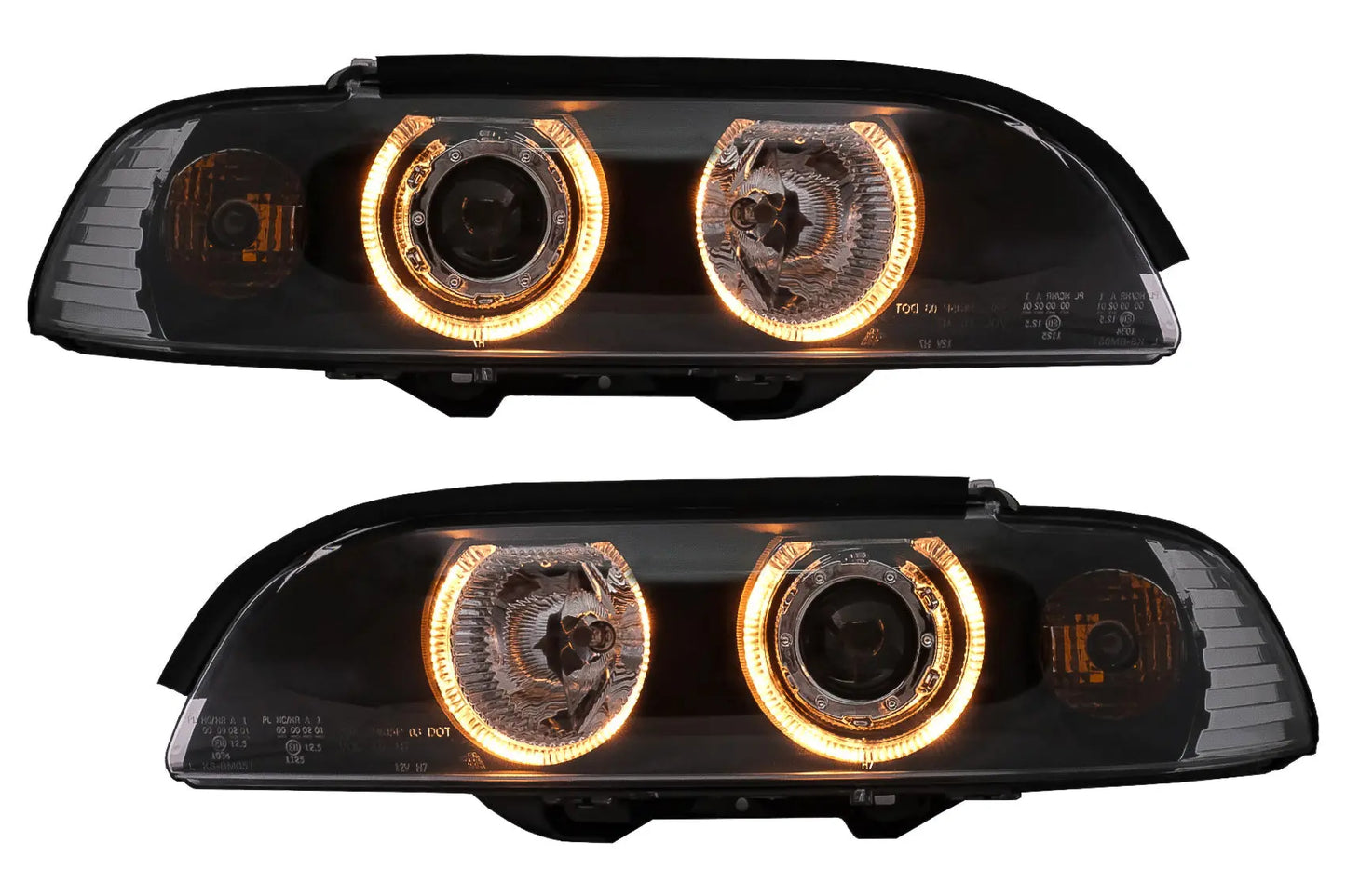 Angel Eyes Scheinwerfer Passend Für BMW 5er E39 (1995-2000) Schwarz KITT Lightning