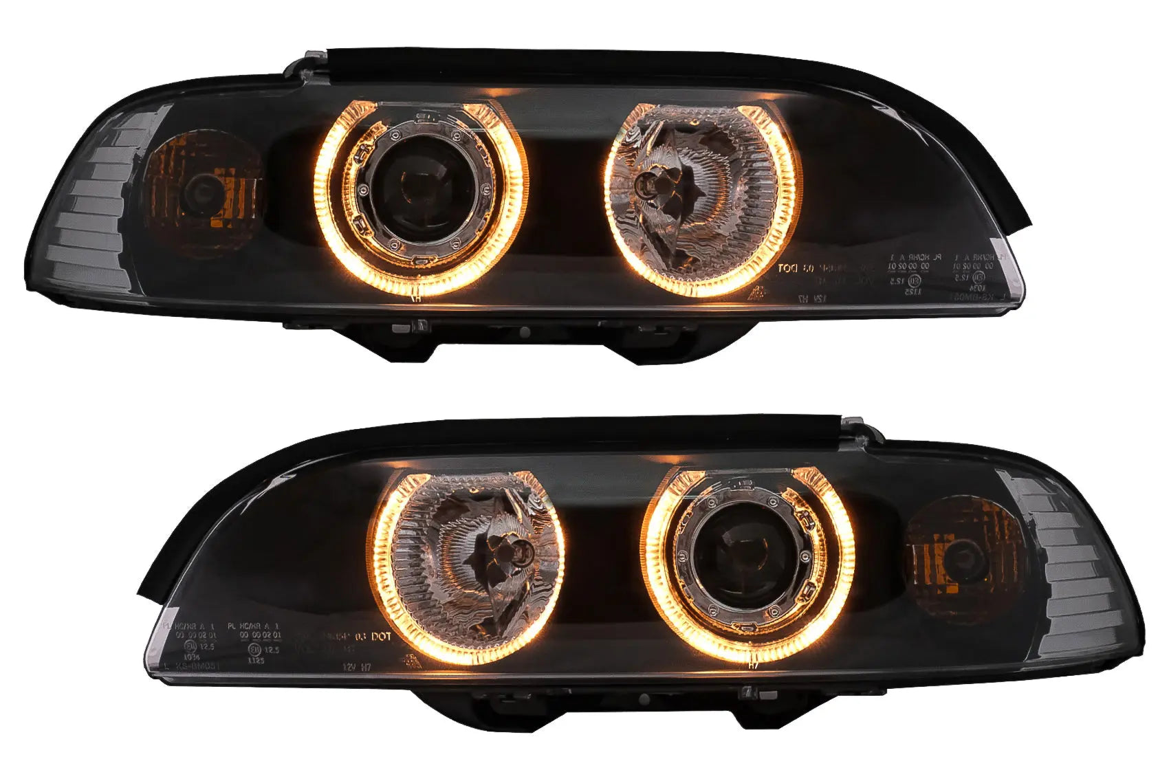 Angel Eyes Scheinwerfer Passend Für BMW 5er E39 (1995-2000) Schwarz KITT Lightning