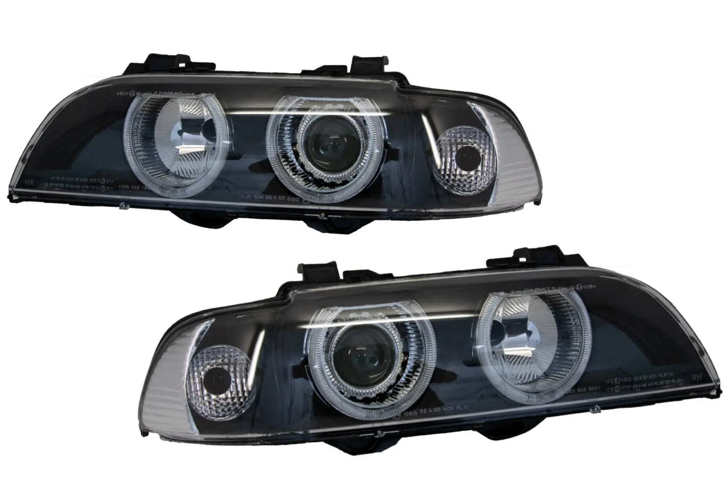 Angel Eyes Scheinwerfer Passend Für BMW 5er E39 (1996-2003) Facelift Design Black Chrom Edition KITT Specials