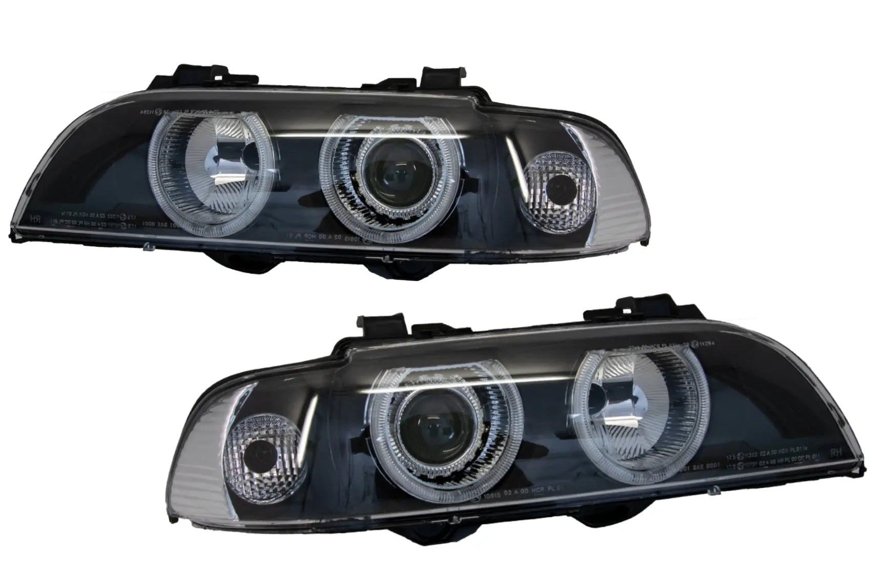 Angel Eyes Scheinwerfer Passend Für BMW 5er E39 (1996-2003) Facelift Design Black Chrom Edition KITT Specials