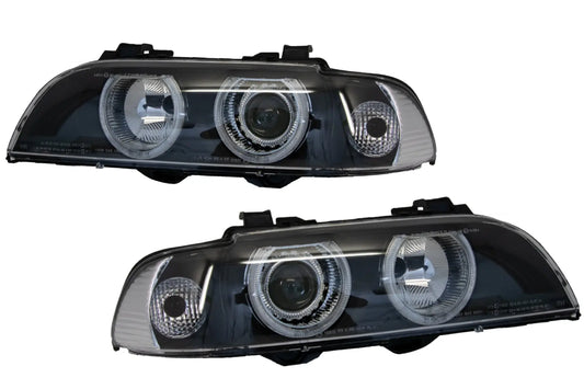 Angel Eyes Scheinwerfer Passend Für BMW 5er E39 (1996-2003) Facelift Design Black Chrom Edition KITT Specials