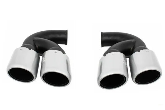 Auspuffblenden Passend Für Porsche Cayenne 92a V6 V8 Benzin (05.2010-09.2014) GTs Design Silber KITT