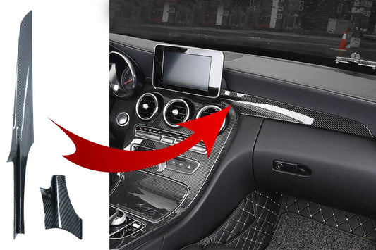 Auto Mittelkonsole Armaturenbrett Streifen Innenverkleidung Passend Für Mercedes C-Klasse W205 (2014-2018) GLC X253 (2015-2018) Carbon Style LHD KITT