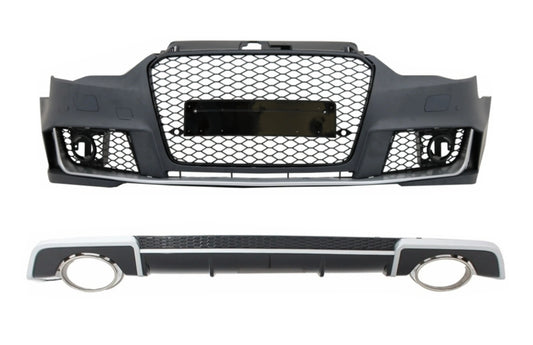 Bodykit Mit Diffusor & Endrohren Passend Für Audi A3 8V Limousine Cabrio (2012-2015) RS3 Design KITT