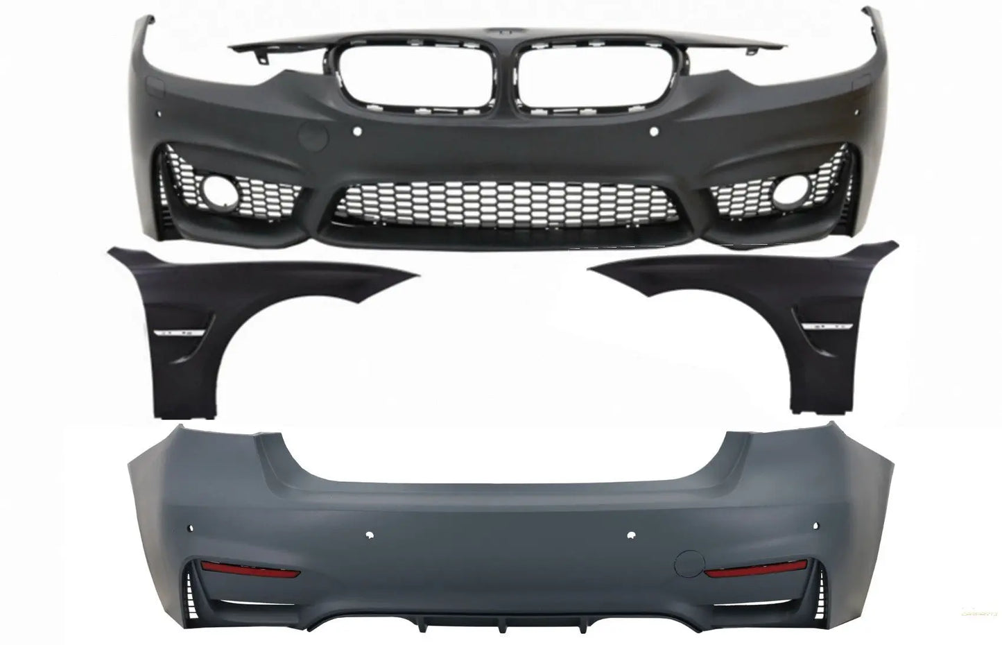 Bodykit Passend Für BMW 3er F30 F31 Non LCI & LCI (2011-2018) M3 Sport Design Mit Kotflügel Vorne Schwarz Verchromt KITT