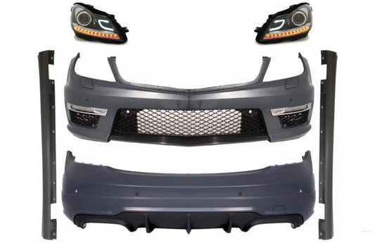 Bodykit Passend Für Mercedes C-Klasse W204 (2007-2015) Facelift C63 Design Mit LED-Scheinwerfern KITT