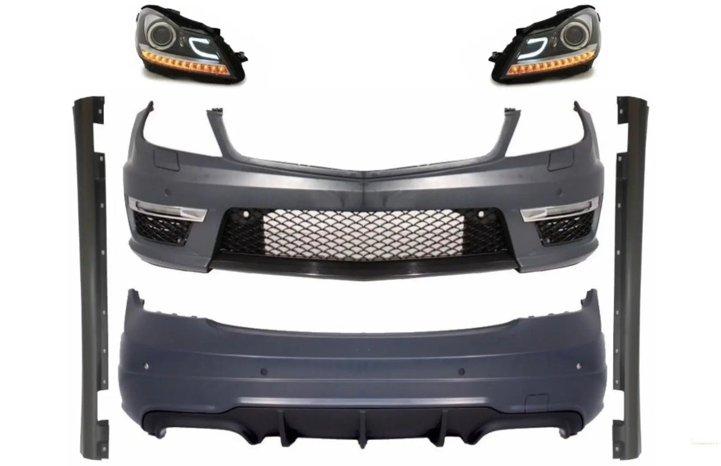 Bodykit Passend Für Mercedes C-Klasse W204 (2007-2015) Facelift C63 Design Mit LED-Scheinwerfern KITT