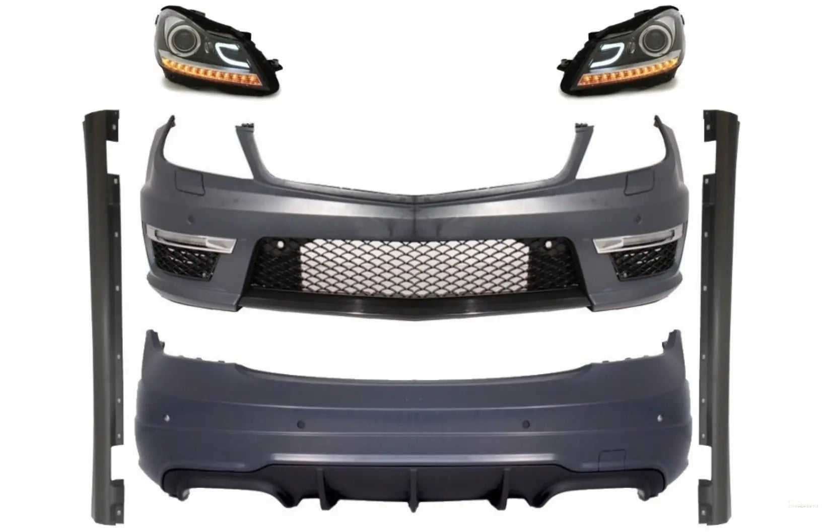 Bodykit Passend Für Mercedes C-Klasse W204 (2007-2015) Facelift C63 Design Mit LED-Scheinwerfern KITT