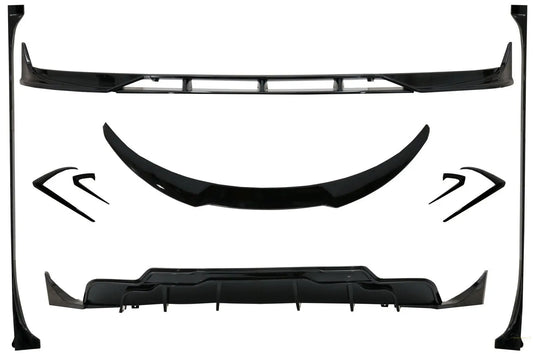 Bodykit-Verlängerung Passend Für Tesla Model 3 (2017-Up) Frontschürzenlippe Luftdiffusor Und Seitenschweller Piano Black KITT