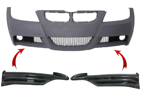 Carbon Frontsplitter Spoiler Passend Für BMW 3er E90 E91 Limousine Touring (2005-2008) Nur M-Tech Stoßstange KITT