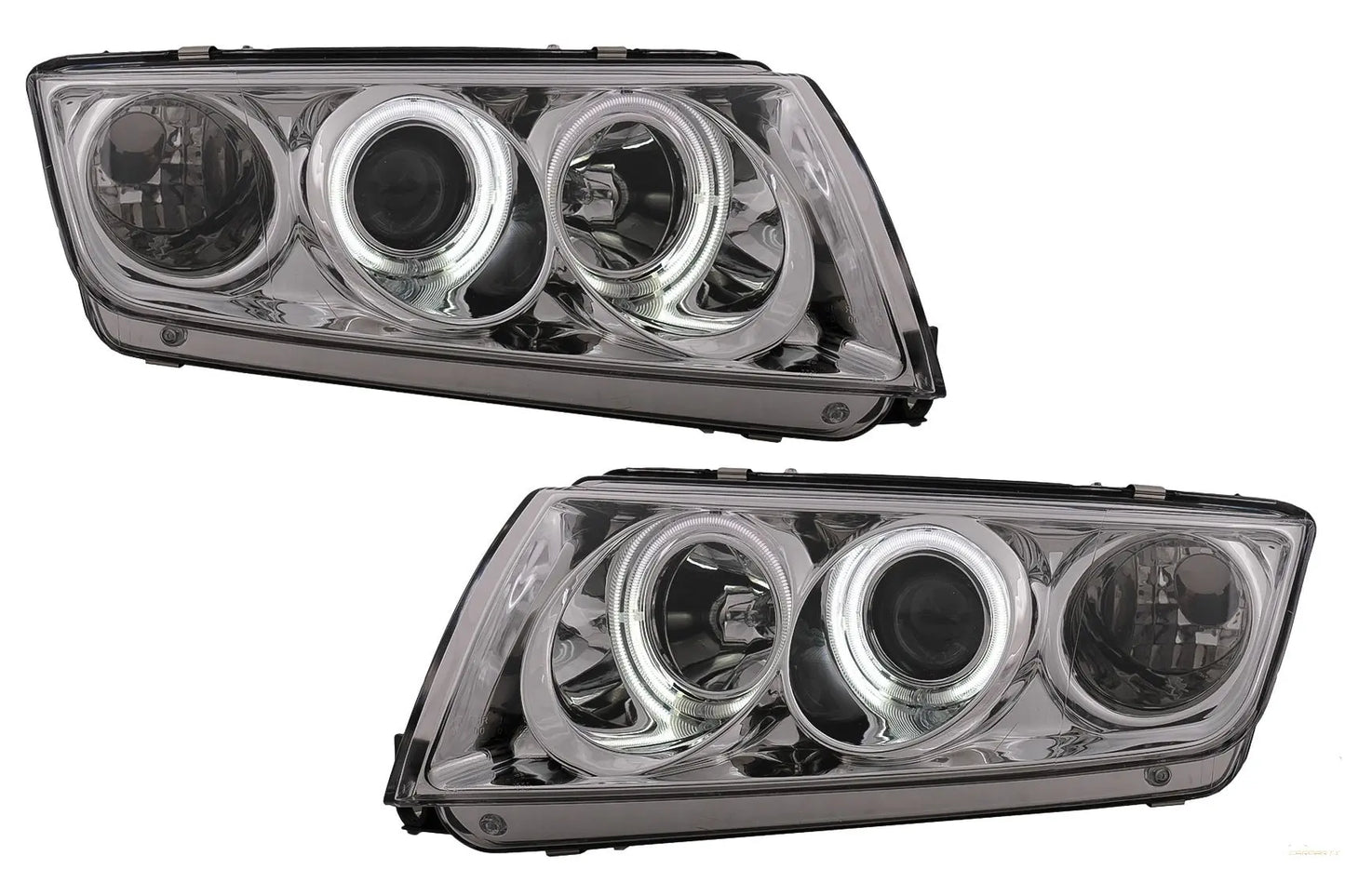 Ccfl Angel Eyes Scheinwerfer Passend Für Skoda Fabia (12.1999-2008) Chrom KITT Lightning